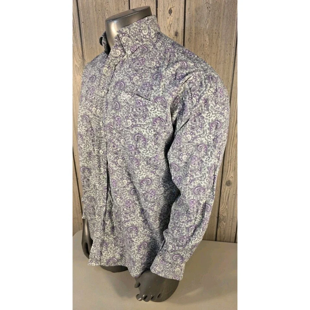 Cinch Men's Western Paisley Long Sleeve Button Front Shirt Large Cowboy Rodeo